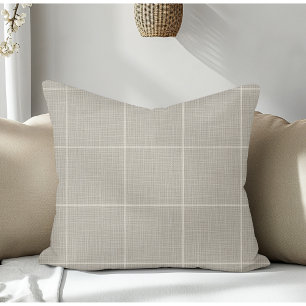 Moderne rustieke Ruitenruit Plaid Linnen Grijs Kussen