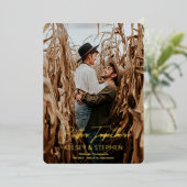 Moderne Rustieke Samen Foto Betrokkenheid Folie Uitnodiging (Staand Voorkant)