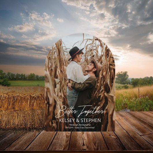 Moderne Rustieke Samen Foto Save the Date Acryl Uitnodigingen