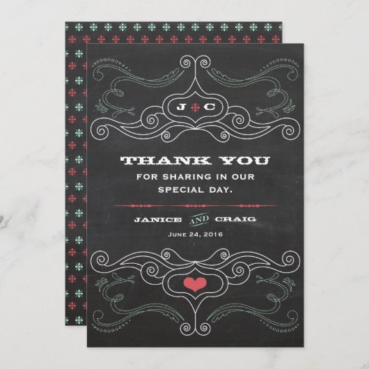 Moderne rustieke schoolbord typografie Dank u Bedankkaart (Voorkant / Achterkant)