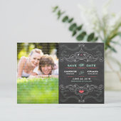 Moderne rustieke schoolbord typografie Save the Da Date (Staand voorkant)