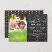 Moderne rustieke schoolbord typografie Save the Da Save The Date (Voorkant / Achterkant)