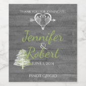 Moderne rustieke schuur hout bruiloft wijn label wijn etiket (Enkel label)