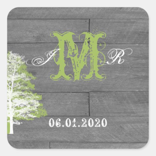Moderne rustieke schuur hout Monogram Sticker (Voorkant)