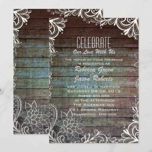 moderne rustieke schuur houten kant trouw kaart (Voorkant / Achterkant)