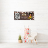 Moderne Rustieke Slingerlichten Goud 40e Verjaarda Spandoek (Insitu)