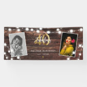 Moderne Rustieke Slingerlichten Goud 40e Verjaarda Spandoek (Horizontaal)