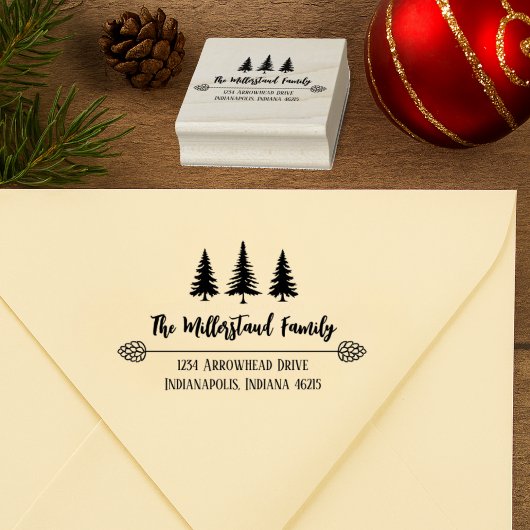 Moderne Rustieke Spar Schrift Retouradres Stempel