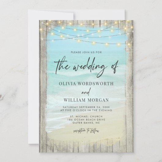 Moderne Rustieke Strand Bruiloft QR Code Alles in Kaart (Voorkant)