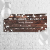 Moderne rustieke string lichten hout familie reüni spandoek