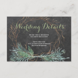 Moderne rustieke tak krans bruiloft gastgegevens informatiekaartje