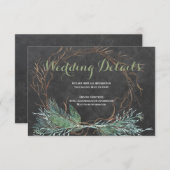 Moderne rustieke tak krans bruiloft gastgegevens informatiekaartje (Voorkant / Achterkant)