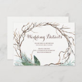 Moderne rustieke tak krans bruiloft gastgegevens informatiekaartje (Voorkant / Achterkant)