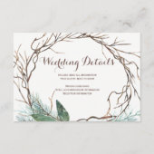 Moderne rustieke tak krans bruiloft gastgegevens informatiekaartje (Voorkant)
