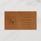 Moderne rustieke Tan Leather Texture Custom Logo Visitekaartje (Voorkant)