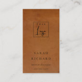 Moderne rustieke Tan Leather Texture Custom Logo Visitekaartje (Voorkant)