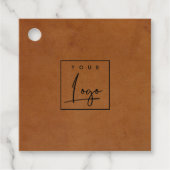 Moderne rustieke Tan Leather Texture Logo Business Bedankjes Labels (Voorkant)