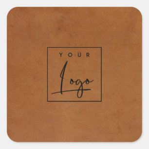 Moderne rustieke Tan Leather Texture Logo Business Vierkante Sticker