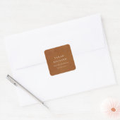 Moderne Rustieke Tane Leer Textuur Aangepaste Zake Vierkante Sticker (Envelop)