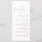 Moderne Rustieke Terracotta Calligrafie Bruiloft Menu (Voorkant)