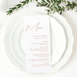 Moderne Rustieke Terracotta Calligrafie Bruiloft Menu