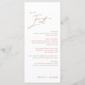 Moderne rustieke terracotta kalligrafie bruiloft menu (Voorkant)