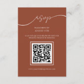 Moderne Rustieke Terracotta QR Code Bruiloft RSVP  Informatiekaartje (Voorkant)