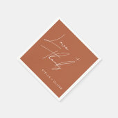Moderne Rustieke Terracotta Script Love Thanks Pap Servet (Hoek)