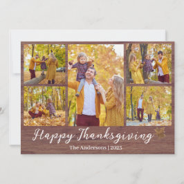 Moderne rustieke thanksgiving familie foto collage feestdagenkaart