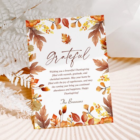 Moderne rustieke Thanksgiving Herfst Herfst Gratef Feestdagenkaart