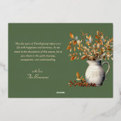 Moderne rustieke Thanksgiving Olijfgroen Dankbaar Folie Feestdagenkaart (Achterkant)