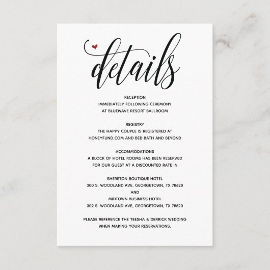 Moderne rustieke trouw Details bijgevoegde kaart v (Voorkant)