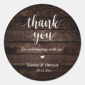 Moderne Rustieke Trouwdag Dank Geschenken  Ronde Sticker (Voorkant)