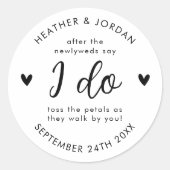 Moderne Rustieke Trouwfeest Gooi Mij Confetti Favo Ronde Sticker (Voorkant)