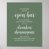 Moderne Rustieke Trouwfeest Open Bar Dronken Kolde Poster (Voorkant)