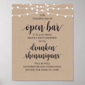 Moderne Rustieke Trouwfeest Open Bar Dronken Strek Poster (Voorkant)