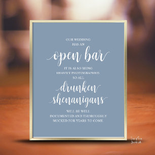 Moderne Rustieke Trouwfeest Open Bar Dronken Strek Poster