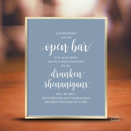 Moderne Rustieke Trouwfeest Open Bar Dronken Strek Poster