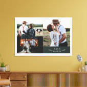 Moderne Rustieke Trouwfoto Collage Blad Monogram Canvas Afdruk (Insitu (Woonkamer))