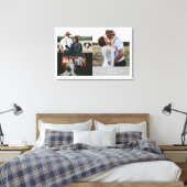Moderne Rustieke Trouwfoto Collage Blad Monogram Canvas Afdruk (Insitu (Slaapkamer))