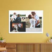 Moderne Rustieke Trouwfoto Collage Blad Monogram Canvas Afdruk (Insitu (Woonkamer))