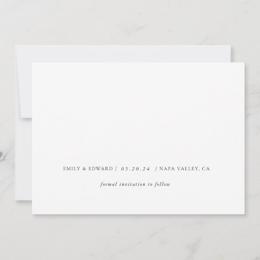 Moderne Rustieke Trouwfoto Save The Date (Achterkant)