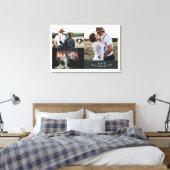 Moderne Rustieke Trouwfotocollage Blad Monogram Canvas Afdruk (Insitu (Slaapkamer))