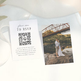 Moderne Rustieke Type Foto QR Code Trouw RSVP Informatiekaartje