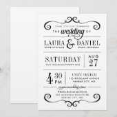 Moderne rustieke typografie bruiloft uitnodiging (Voorkant / Achterkant)