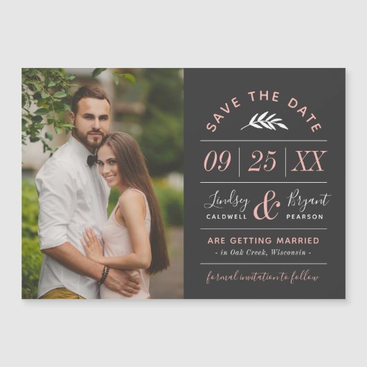Moderne Rustieke Typografie Foto Save the Date (Voorkant)