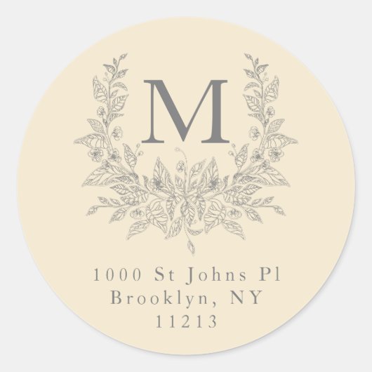 Moderne Rustieke vakantie monogram Champagne Ronde Sticker (Voorkant)