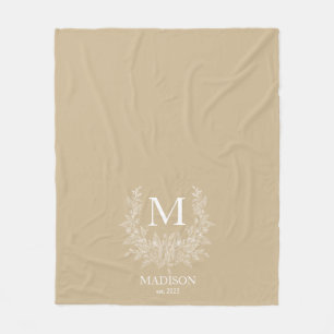 Moderne Rustieke vakantie monogram Tan Fleece Deken