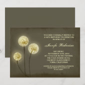 Moderne rustieke Verjaardag Paardenbloemen Uitnodi Kaart (Voorkant / Achterkant)