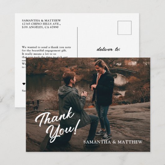 Moderne rustieke verlovingsfeest Dank u Briefkaart (Voorkant / Achterkant)